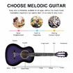 Melodic 34'' Kids Acoustic Guitar 6 Strings Tuner Cutaway Wooden Kids Gift Purple