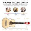 Melodic 38 Inch Folk Dreadnought Acoustic Guitar Pack Classical Cutaway Natural Wood