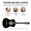 Melodic 38 Inch Folk Dreadnought Acoustic Guitar Pack Classical Cutaway Black