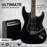 Full-Size Electric Guitar 39 inch with Bonus Amplifier Black Melodic