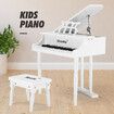 Melodic Classical Kids Piano Baby Grand Piano 30 Keys with Bench White