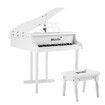 Melodic Classical Kids Piano Baby Grand Piano 30 Keys with Bench White