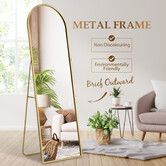 Arch Full Length Mirror Body Free Standing Floor Bedroom Hallway Leaning Makeup Vanity Dressing HD Glass Gold Metal Stand 50x2x160cm