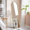 Arch Full Length Mirror Body Free Standing Floor Bedroom Hallway Leaning Makeup Vanity Dressing HD Glass Gold Metal Stand 50x2x160cm