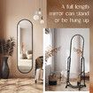 Full Length Mirror with Wheels Free Standing Hanging Floor Wall Mounted Arch Metal Bedroom Hallway Adjustable Angle Dressing Makeup Storage