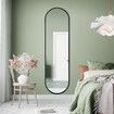 Full Length Mirror with Wheels Free Standing Hanging Floor Wall Mounted Arch Metal Bedroom Hallway Adjustable Angle Dressing Makeup Storage