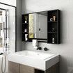 Bathroom Mirror Cabinet Storage Medicine Shelves Shaving Wall Cupboard Organiser Floating Vanity With Door Black