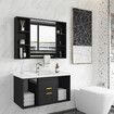 Bathroom Mirror Cabinet Storage Medicine Shelves Shaving Wall Cupboard Organiser Floating Vanity With Door Black