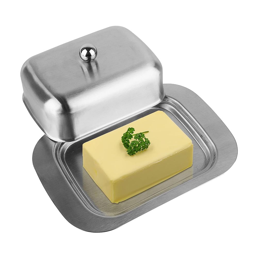 Butter Dish,  Stainless Steel Butter Dish with Lid, Solid Cheese Butter Container  (19 x 12 x7 cm)