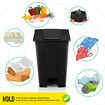 68L Rubbish Bin Kitchen Compost Dustbin Garbage Trash Waste Recycling Can Pedal Garden Home Office Large Plastic Black