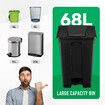 68L Rubbish Bin Kitchen Compost Dustbin Garbage Trash Waste Recycling Can Pedal Garden Home Office Large Plastic Black