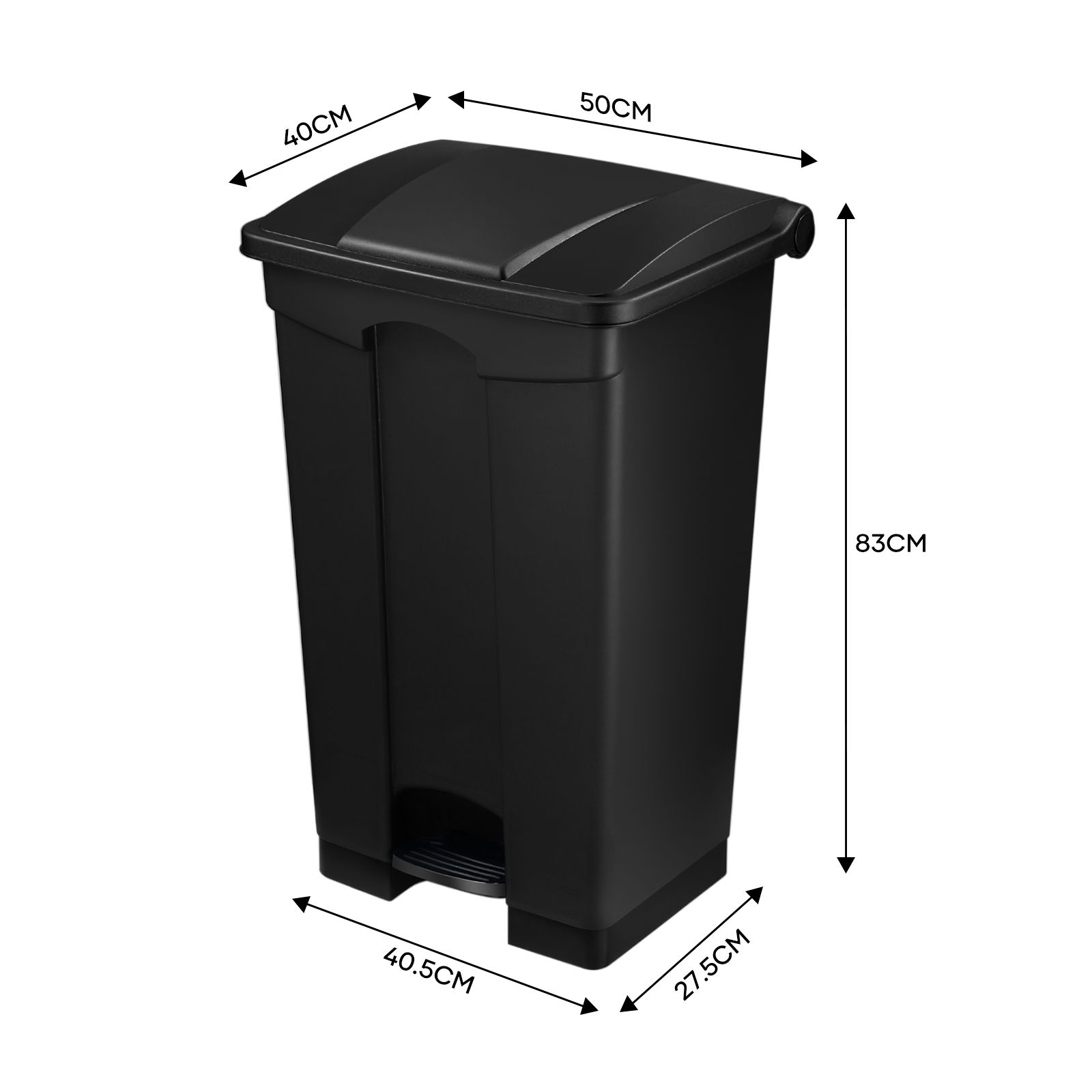 87L Rubbish Trash Bin Kitchen Dustbin Garbage Waste Recycling Compost Can Pedal Black Large Plastic for Garden Home Office