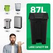 87L Rubbish Trash Bin Kitchen Dustbin Garbage Waste Recycling Compost Can Pedal Black Large Plastic for Garden Home Office