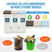 60L Rubbish Trash Bin 3 Compartment Kitchen Compost Dustbin Trash Garbage Waste Recycling Can White Large Plastic