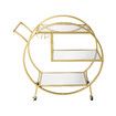 Bar Cart Wine Rack Drinks Bar Trolley Glass Holder Gold Cart Serving Glass Shelves Metal Frame Mobile Wheels Round