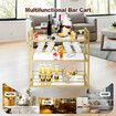 Bar Cart Wine Rack Drinks Trolley Glass Holder Gold Bottle Storage Liquor Shelf Serving With Wheels Party Kitchen