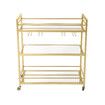 Bar Cart Wine Rack Drinks Trolley Glass Holder Gold Bottle Storage Liquor Shelf Serving With Wheels Party Kitchen