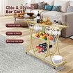 Bar Cart Wine Rack Drinks Bar Trolley Glass Holder Gold Cart Serving Glass Shelves Metal Frame Mobile Home