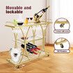 Bar Cart Wine Rack Drinks Bar Trolley Glass Holder Gold Cart Serving Glass Shelves Metal Frame Mobile Home