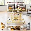 Bar Cart Wine Rack Drinks Bar Trolley Glass Holder Gold Cart Serving Glass Shelves Metal Frame Mobile Home