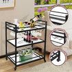 Bar Cart Wine Rack Drinks Trolley Glass Holder Bottle Storage Liquor Shelf Serving With Wheels Party Kitchen Black