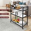 Bar Cart Wine Rack Drinks Trolley Glass Holder Bottle Storage Liquor Shelf Serving With Wheels Party Kitchen Black