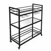 Bar Cart Wine Rack Drinks Trolley Glass Holder Bottle Storage Liquor Shelf Serving With Wheels Party Kitchen Black