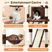 189cm Cat Tree Tower Stand House Scratching Post Scratcher Furniture Pole Cave Condo Climbing Play Gym Frame Castle Hammock