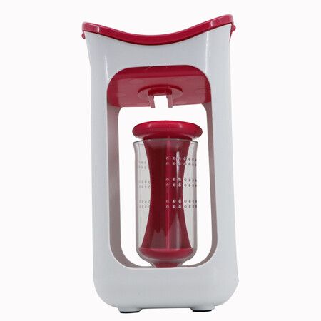 Baby Squeeze Station Fruit Puree Maker with Squeeze Bag Puree Juicer for Kids Home Kitchen Tools (Red)