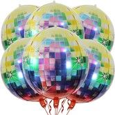 Colorful Disco Ball Balloons 22 Inch 6 Pack 4D Sphere Round Metallic Disco Balloons for Disco Party Decorations  Retro Party Decorations