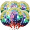 Colorful Disco Ball Balloons 22 Inch 6 Pack 4D Sphere Round Metallic Disco Balloons for Disco Party Decorations  Retro Party Decorations