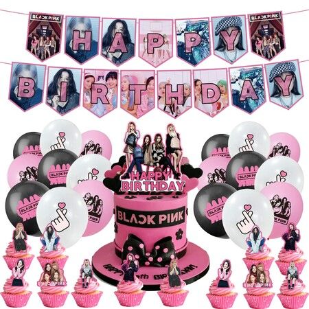 48pcs BLACKPINK Cake Toppers Cupcake Toppers Cake Decorations,BLACKPINK Birthday Party Supplies Decorations