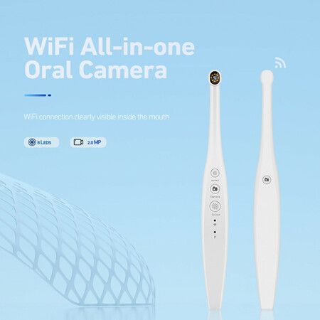 WiFi Oral Camera Supports Photo Snap Video Recording 200W HD Waterproof 8 Adjustable LED Technology for Adults Kids Pets