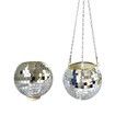 Disco Ball Plant Hanger, Mirrorball Disco Planter with Chain and Macrame Hanger, Hanging Planters for Indoor Plants 15cm Silver