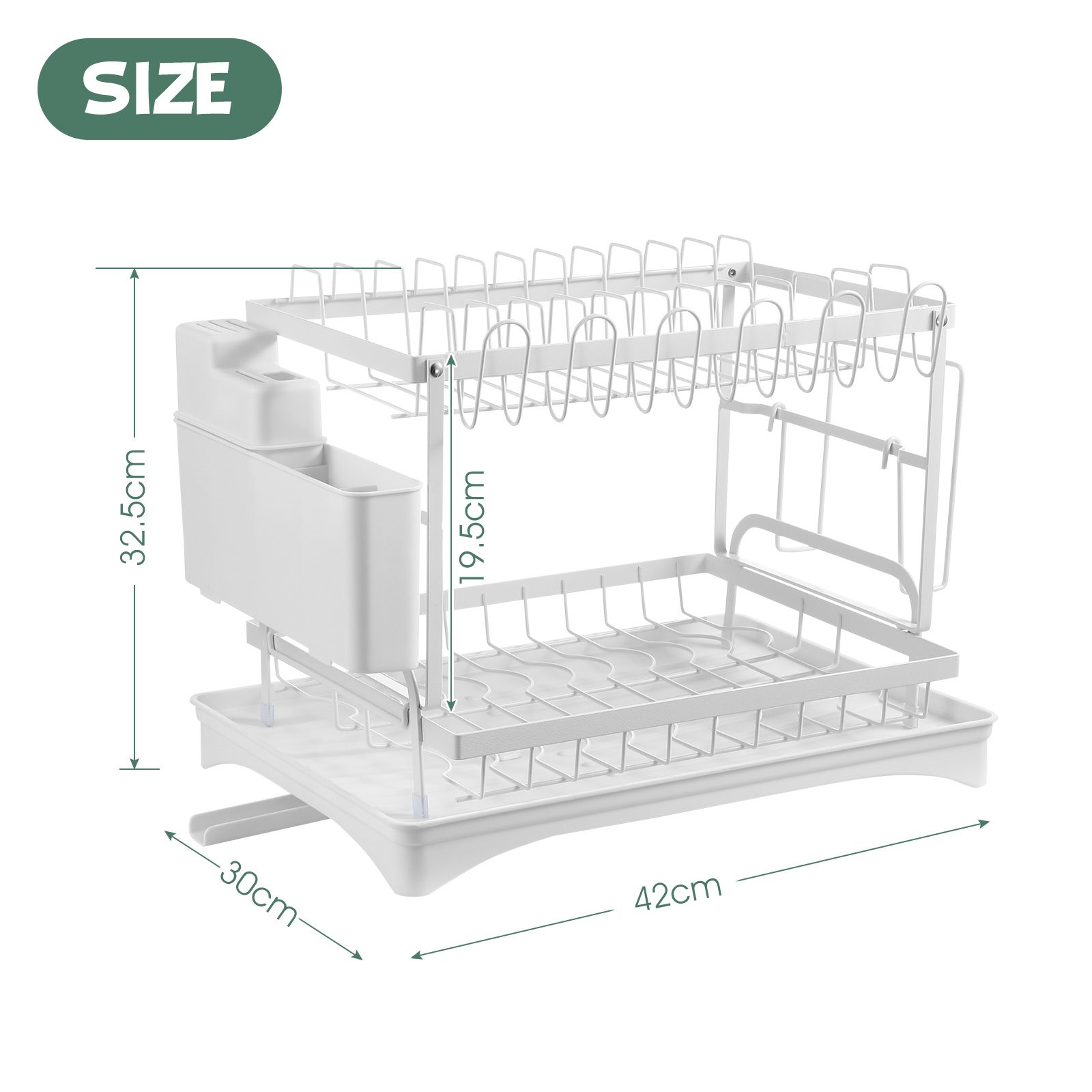 Dish Drying Rack 2 Tier Plate Over Sink Drainer Cutlery Utensil Holder Kitchen Organiser Storage Shelf Auto Drainage