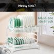 Dish Drying Rack 2 Tier Plate Over Sink Drainer Cutlery Utensil Holder Kitchen Organiser Storage Shelf Auto Drainage