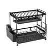 Dish Drying Rack Drainer Kitchen Organiser Plate Cutlery Holder Storage 2 Tier Utensil Shelf with Drip Trays