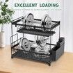 Dish Drying Rack Drainer Kitchen Organiser Plate Cutlery Holder Storage 2 Tier Utensil Shelf with Drip Trays