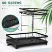 Dish Drying Rack Drainer Cup Plate Holder Cutlery Storage Tray Kitchen Organiser 2 Tier Shelf Auto Drainage