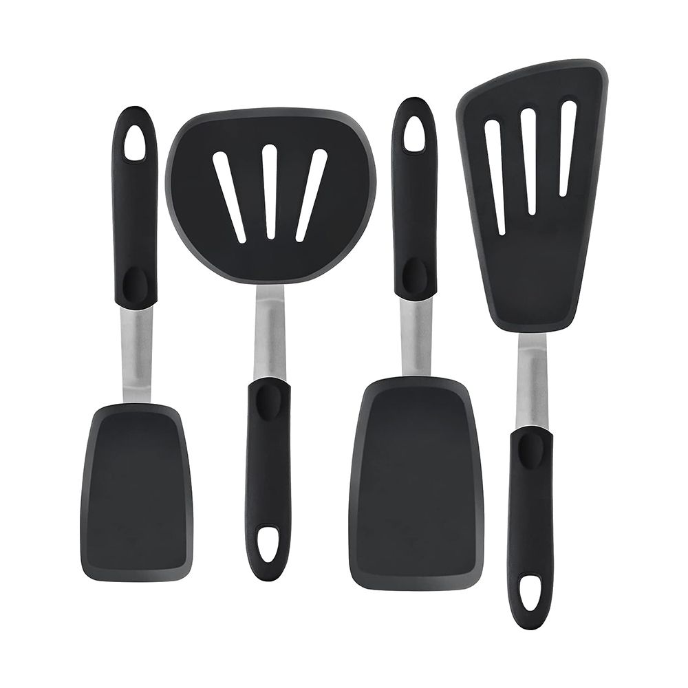 Silicone Spatula 4 Pack Spatula Set Heat Resistant Kitchen Utensils Set, Black