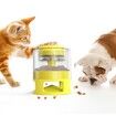 Automatic Dog Feeder, Dog Cat Food Dispenser with Interactive Button Puzzle Trigger Pet Toys Dispensing,  Great for Portion Control and Quick Eaters Color Yellow