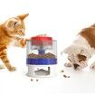 Automatic Dog Feeder, Dog Cat Food Dispenser with Interactive Button Puzzle Trigger Pet Toys Dispensing,  Great for Portion Control and Quick Eaters Color Red And Blue