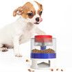 Automatic Dog Feeder, Dog Cat Food Dispenser with Interactive Button Puzzle Trigger Pet Toys Dispensing,  Great for Portion Control and Quick Eaters Color Red And Blue