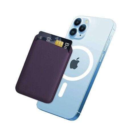Magnetic Card Wallet Holder with MagSafe for iPhone 14 Pro Max/14 Plus/14 Pro/14,for iPhone 13 Pro Max/13 Pro/13/13 Mini,for iPhone 12/12 Pro/12 Max/12 Mini,Purple