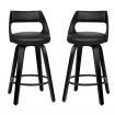 ALFORDSON 2x Swivel Bar Stools Eden Kitchen Wooden Dining Chair ALL BLACK