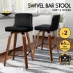 ALFORDSON 2x Swivel Bar Stools Bailey Kitchen Wooden Dining Chair BLACK