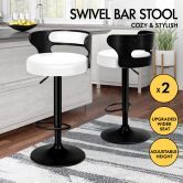 ALFORDSON 2x Bar Stool Kitchen Swivel Chair Wooden Leather Gas Lift Ramiro White