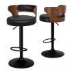 ALFORDSON 2x Bar Stool Kitchen Swivel Wooden Leather Gas Lift Ramiro Black