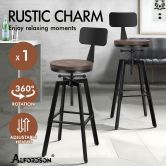 ALFORDSON 1x Bar Stool Retro Kitchen Vintage Chair Industrial Backrest Ezra