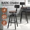 ALFORDSON 2x Bar Stool Retro Kitchen Vintage Chair Industrial Backrest Ezra